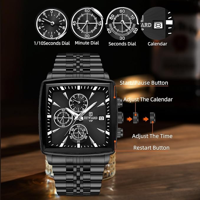 REWARD Luxury Men's Square Watch | ساعة رجالية فاخرة