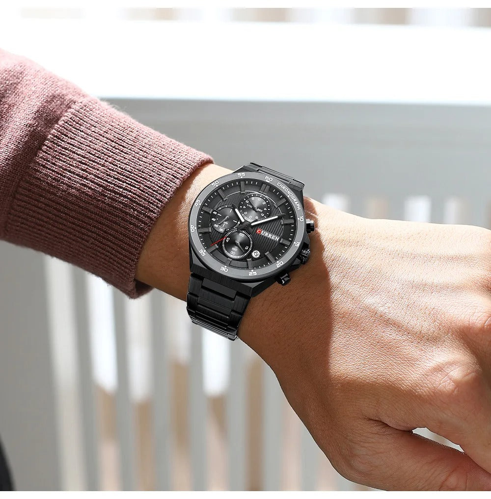 CURREN Classic Stainless Steel Watch | ساعة كوارتز فاخرة